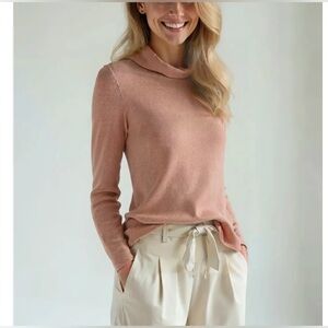 J. Crew Pink Cowl Turtleneck Sweater